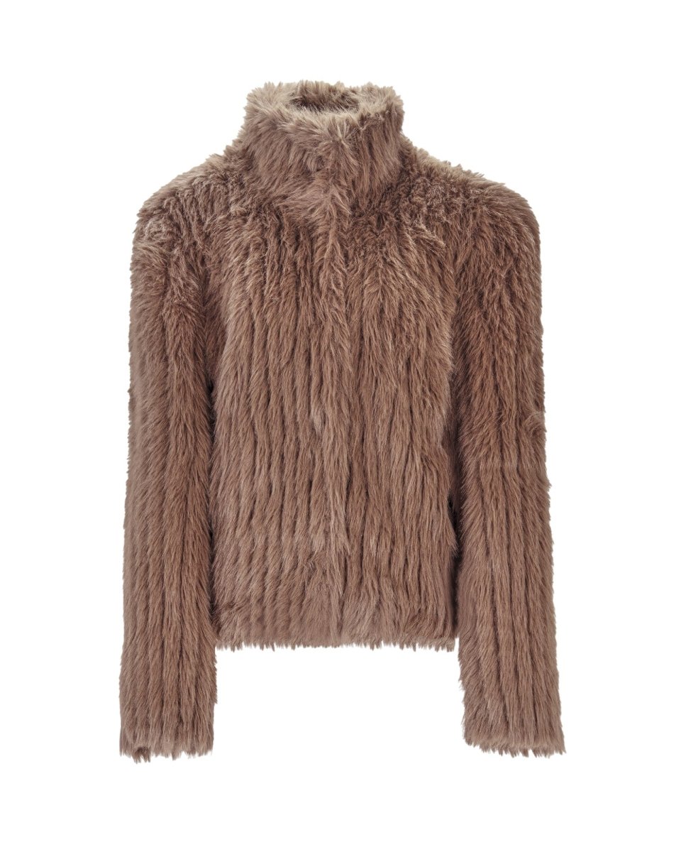 RIBBED FAUX FUR JACKET