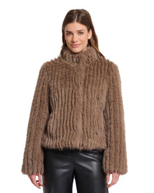 RIBBED FAUX FUR JACKET