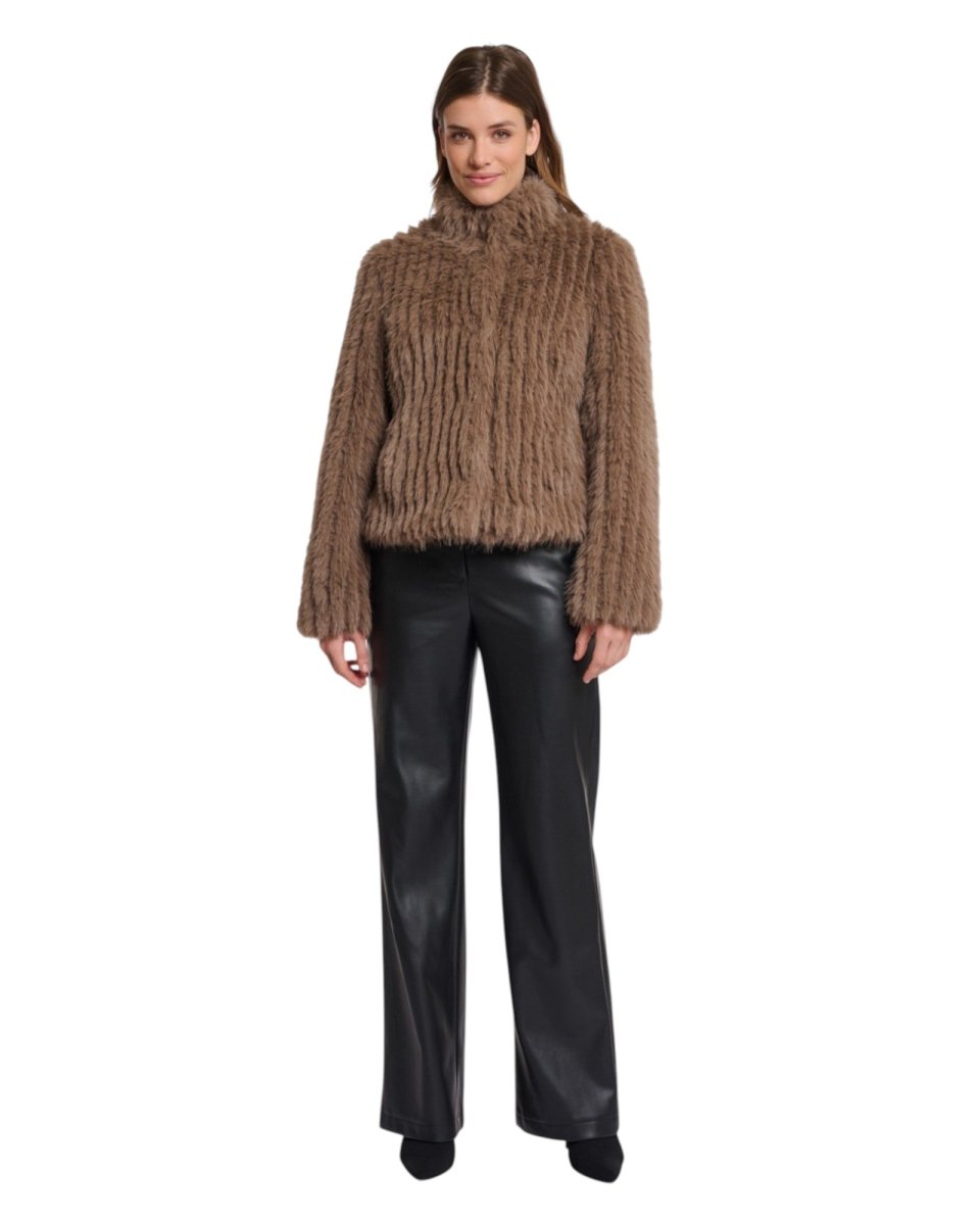 RIBBED FAUX FUR JACKET