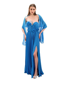 ROMANTIC PLEATED FLORAL GOWN