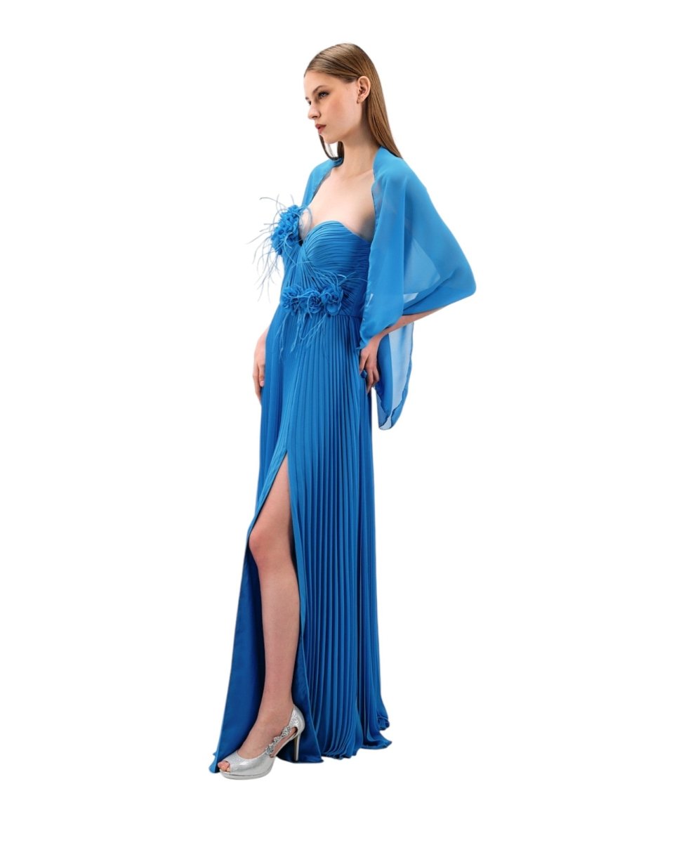 ROMANTIC PLEATED FLORAL GOWN