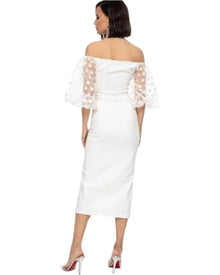 RUCHED CUTOUT PUFF-SLEEVE DRESS