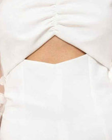 RUCHED CUTOUT PUFF-SLEEVE DRESS