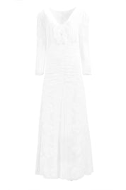 RUCHED LONG - SLEEVE EMBROIDERED DRESS - Nakhle.Ets - Dresses