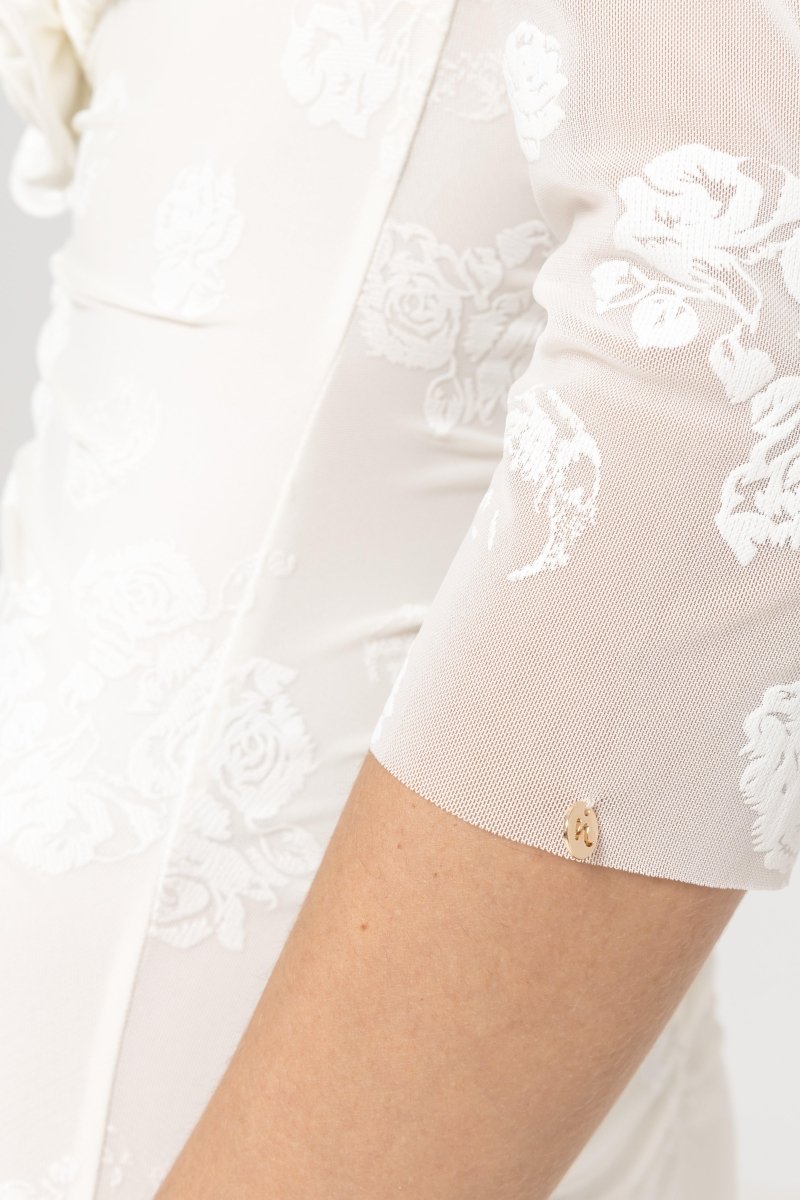 RUCHED LONG - SLEEVE EMBROIDERED DRESS - Nakhle.Ets - Dresses