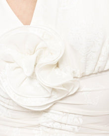 RUCHED LONG-SLEEVE EMBROIDERED DRESS