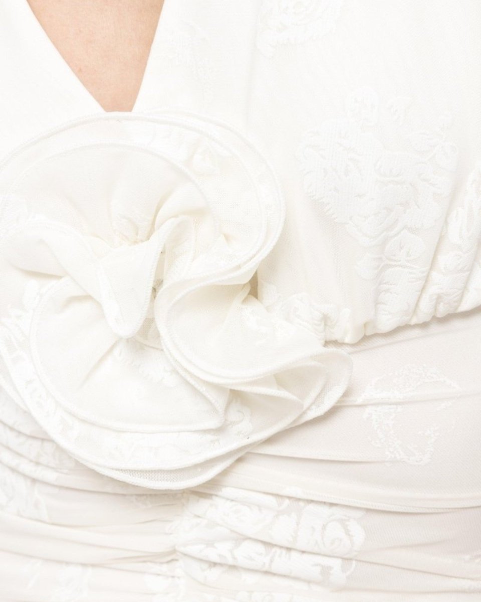RUCHED LONG - SLEEVE EMBROIDERED DRESS - Nakhle.Ets - Dresses