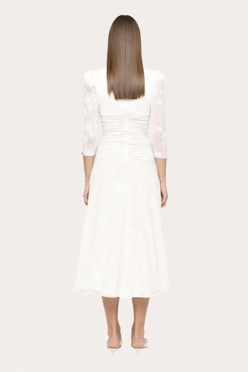 RUCHED LONG - SLEEVE EMBROIDERED DRESS - Nakhle.Ets - Dresses