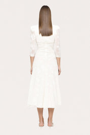 RUCHED LONG - SLEEVE EMBROIDERED DRESS - Nakhle.Ets - Dresses