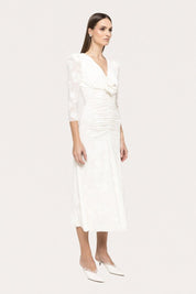 RUCHED LONG - SLEEVE EMBROIDERED DRESS - Nakhle.Ets - Dresses
