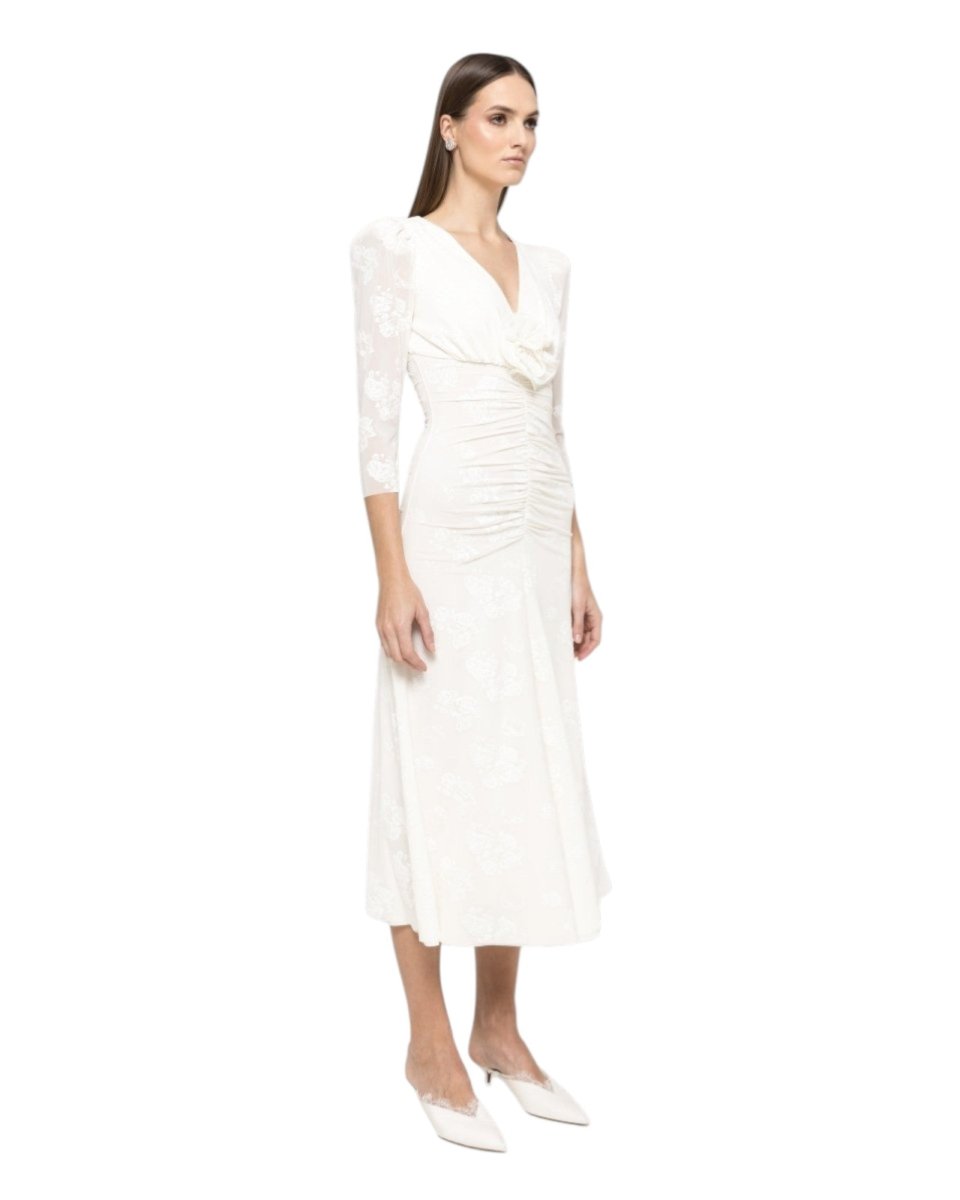 RUCHED LONG - SLEEVE EMBROIDERED DRESS - Nakhle.Ets - Dresses