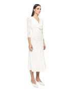 RUCHED LONG - SLEEVE EMBROIDERED DRESS - Nakhle.Ets - Dresses