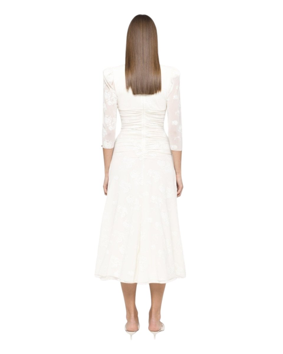 RUCHED LONG - SLEEVE EMBROIDERED DRESS - Nakhle.Ets - Dresses
