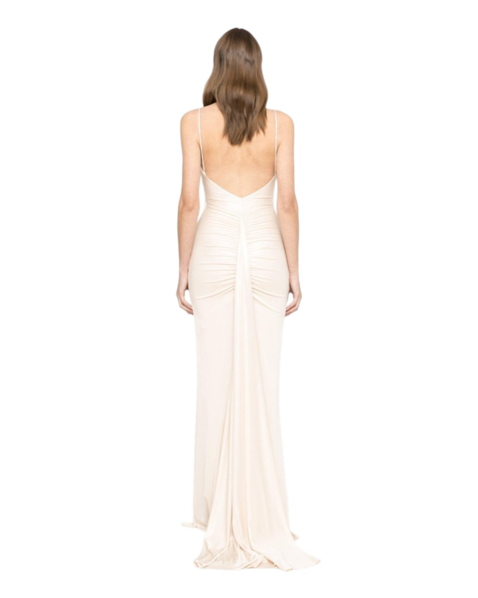RUCHED MAXI DRESS WITH CRYSTAL BOW - Nakhle.Ets - Dresses