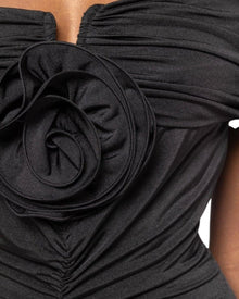 RUCHED OFF-SHOULDER EVENING GOWN