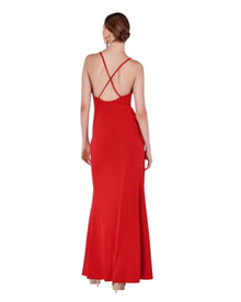 RUCHED SLIT SPAGHETTI DRESS