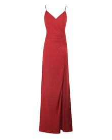 RUCHED SLIT SPAGHETTI DRESS