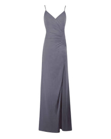 RUCHED SLIT SPAGHETTI DRESS