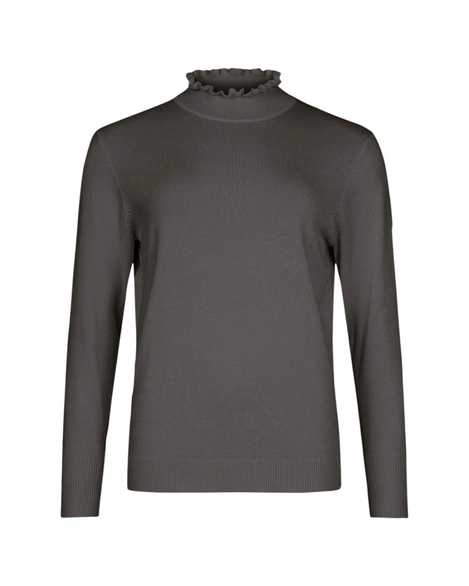 RUFFLE MOCK - NECK KNIT