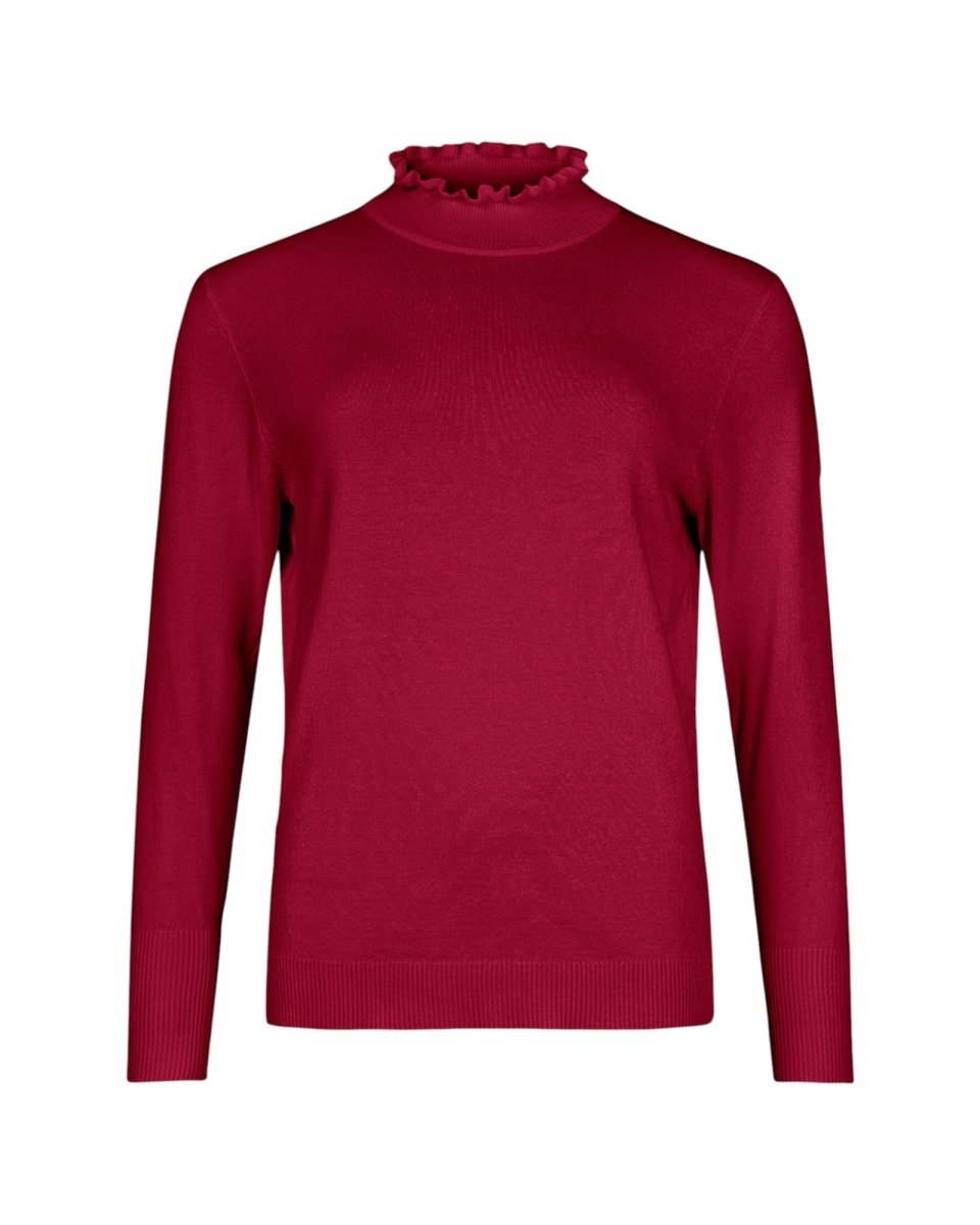 RUFFLE MOCK - NECK KNIT