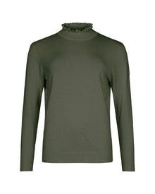 RUFFLE MOCK-NECK KNIT