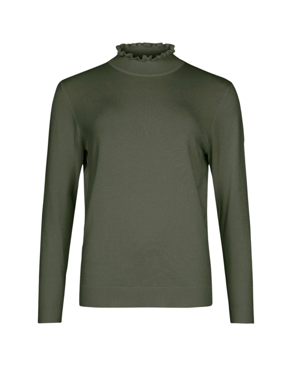 RUFFLE MOCK - NECK KNIT 