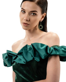 RUFFLE VELVET DRESS