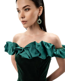 RUFFLE VELVET DRESS