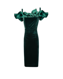 RUFFLE VELVET DRESS