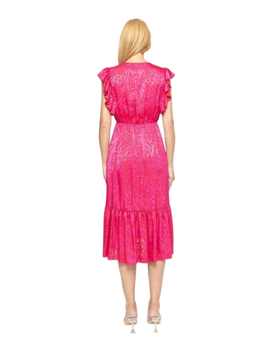 RUFFLE WRAP PRINTED MIDI DRESS - Nakhle.Ets - Dresses