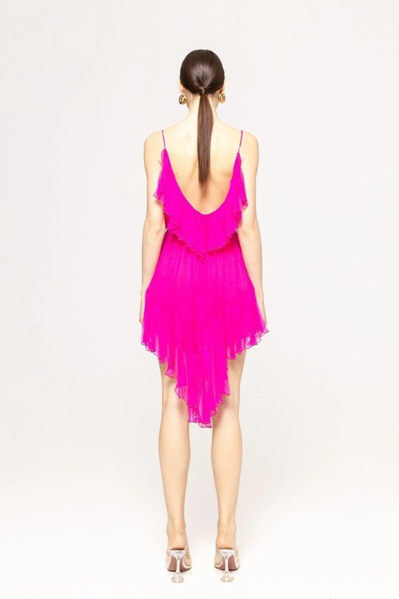 RUFFLED ASYMMETRIC CHIFFON DRESS - Nakhle.Ets - Dresses
