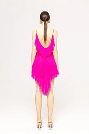 RUFFLED ASYMMETRIC CHIFFON DRESS - Nakhle.Ets - Dresses