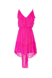 RUFFLED ASYMMETRIC CHIFFON DRESS - Nakhle.Ets - Dresses