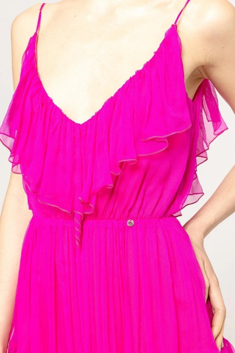 RUFFLED ASYMMETRIC CHIFFON DRESS - Nakhle.Ets - Dresses