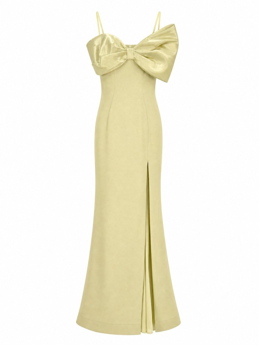 SATIN BOW OFF-SHOULDER MERMAID GOWN