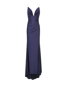 SATIN DRAPED GOWN WITH DIAMANTÉ STRAPS