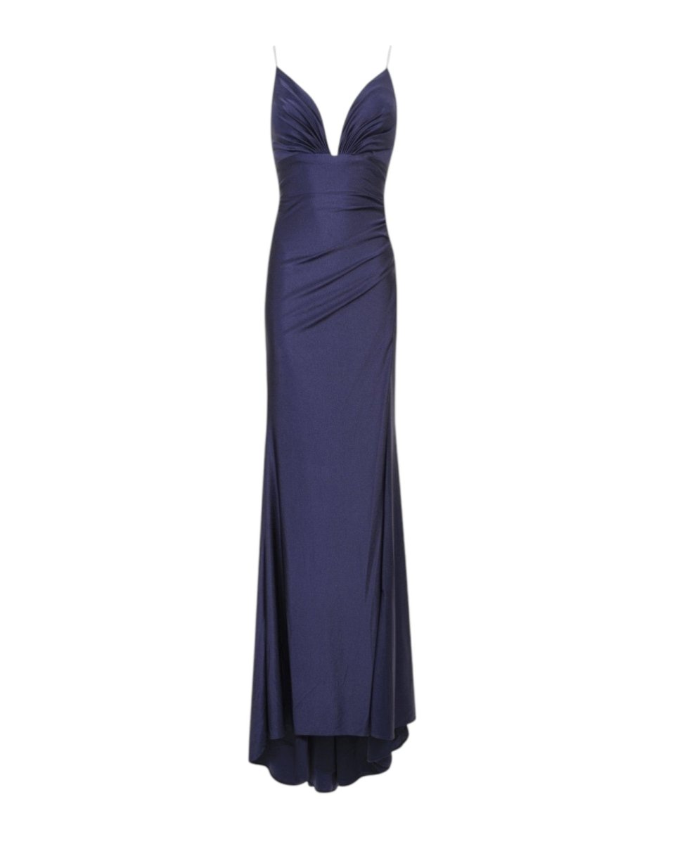 SATIN DRAPED GOWN WITH DIAMANTÉ STRAPS
