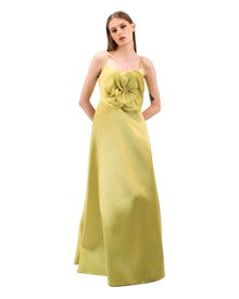 SATIN FLORAL DETAIL DRESS