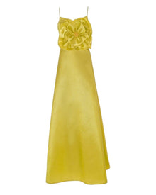 SATIN FLORAL DETAIL DRESS