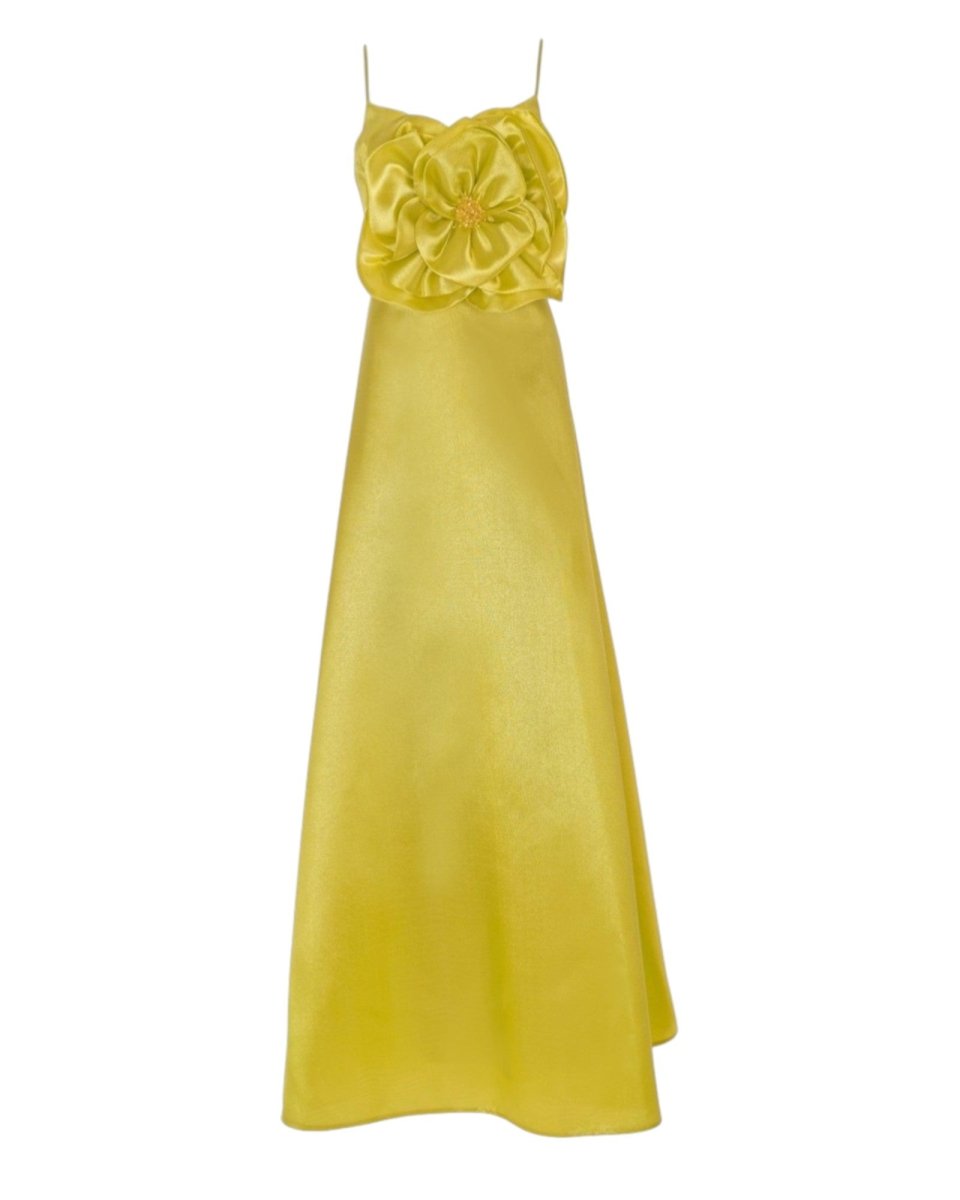 SATIN FLORAL DETAIL DRESS