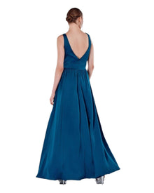 SATIN PLUNGE EMPIRE WAIST GOWN