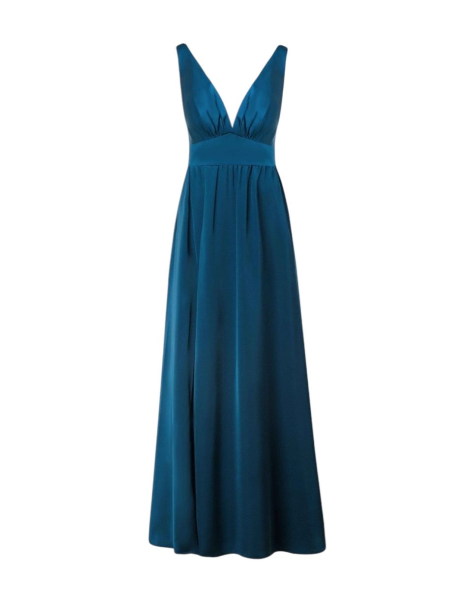 SATIN PLUNGE EMPIRE WAIST GOWN