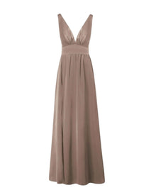 SATIN PLUNGE EMPIRE WAIST GOWN
