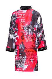 SCRIPT PRINT STUDDED COLLAR SHIRT - Nakhle.Ets - Blouse