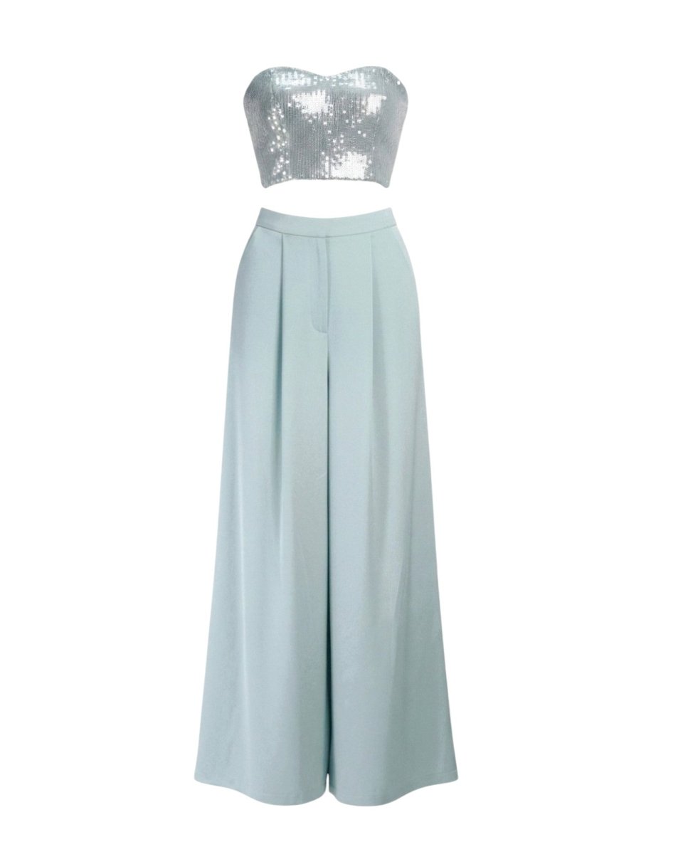 SEQUIN BUSTIER WIDE-LEG SET