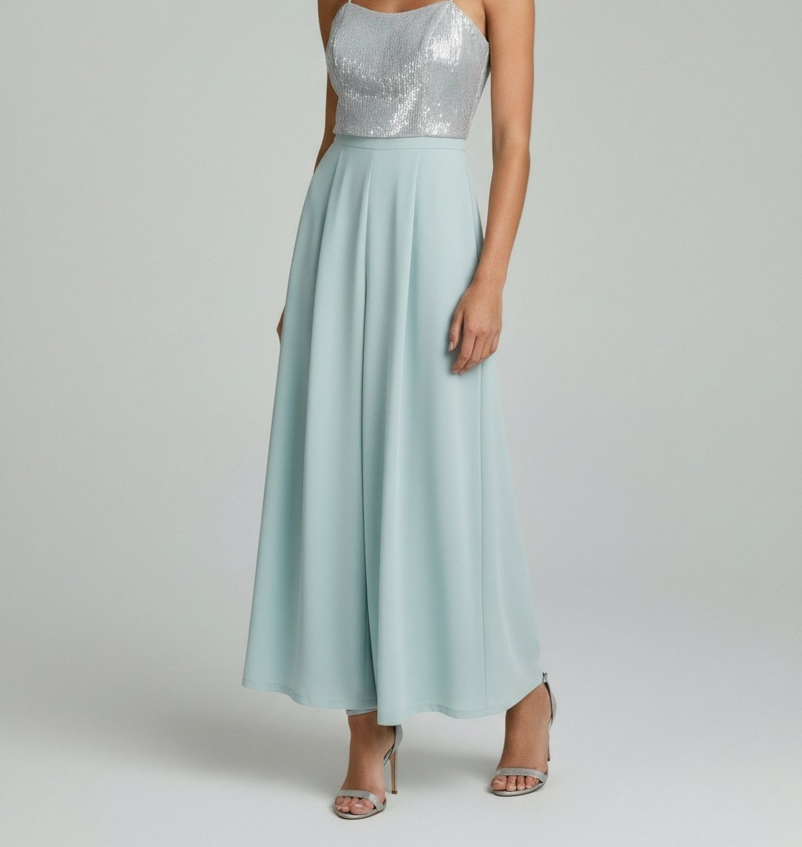 SEQUIN BUSTIER WIDE-LEG TROUSER SET