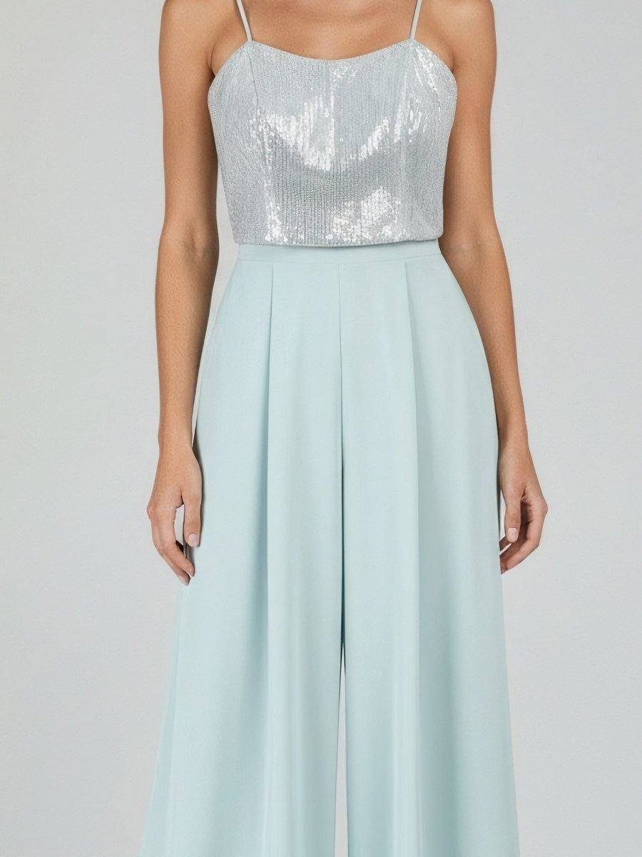 SEQUIN BUSTIER WIDE-LEG TROUSER SET