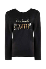 SEQUIN COFFEE PRINT BLOUSE