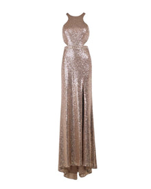 SEQUIN CUTOUT HIGH-NECK GOWN