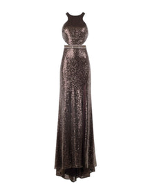 SEQUIN CUTOUT HIGH-NECK GOWN